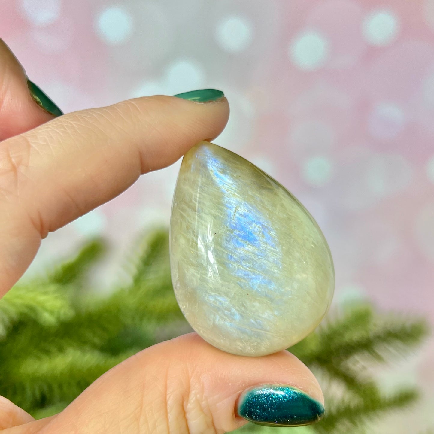 Rainbow Moonstone Crystal Teardrop Cabochon