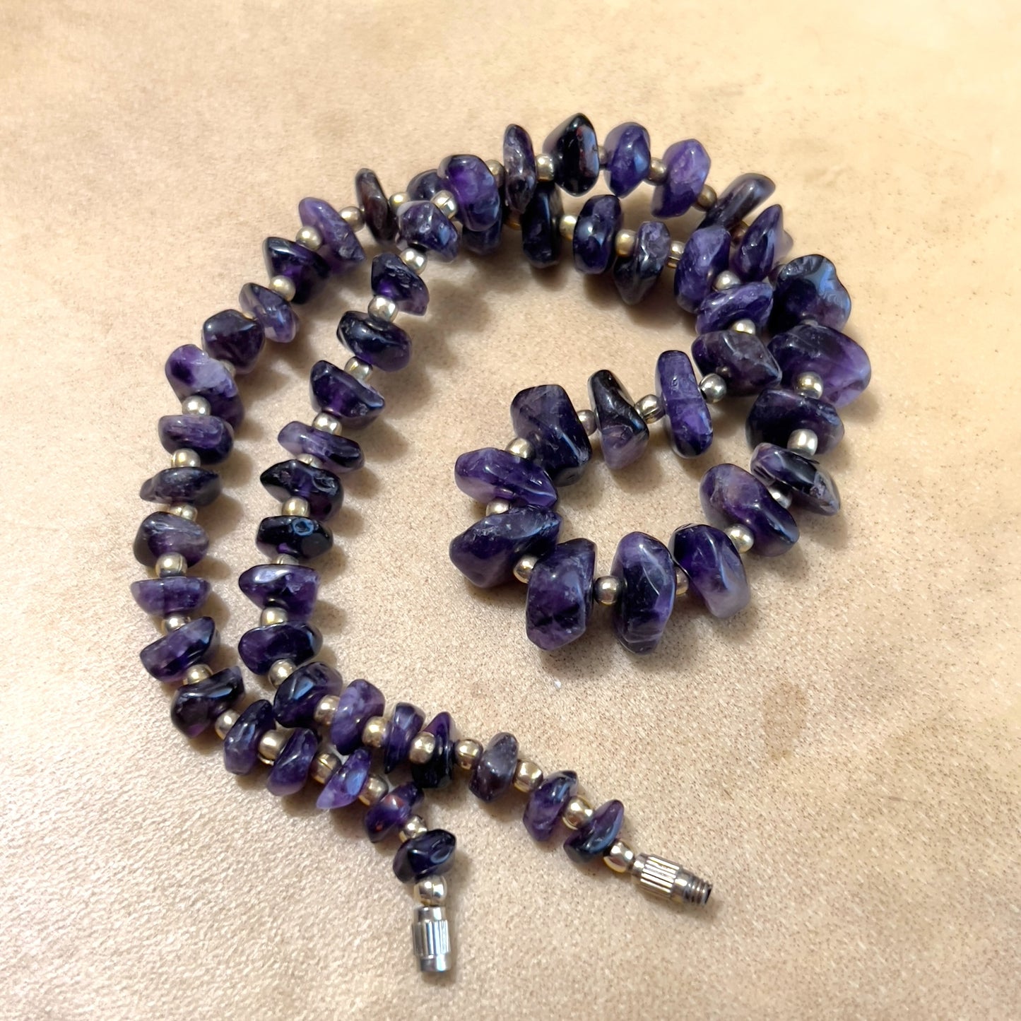 Amethyst Vintage Chip Beaded Necklace