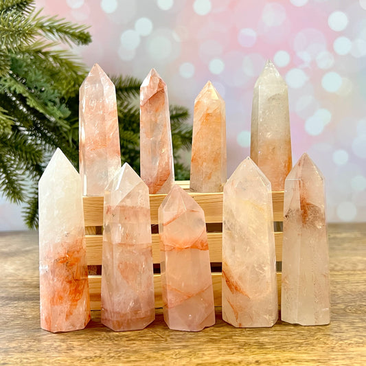 Hematoid Fire Quartz Crystal Tower - Multiple Sizes