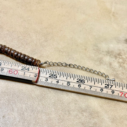 Vintage Tropical Shell & Wood Beaded Adjustable Necklace