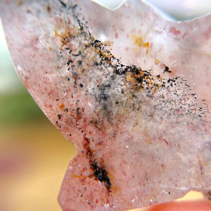 Strawberry Quartz Butterfly Carved Crystal Cabochon