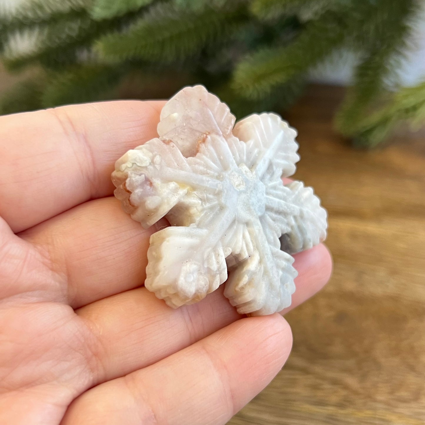 Snowflake Flower Agate Crystal Carved Cabochon