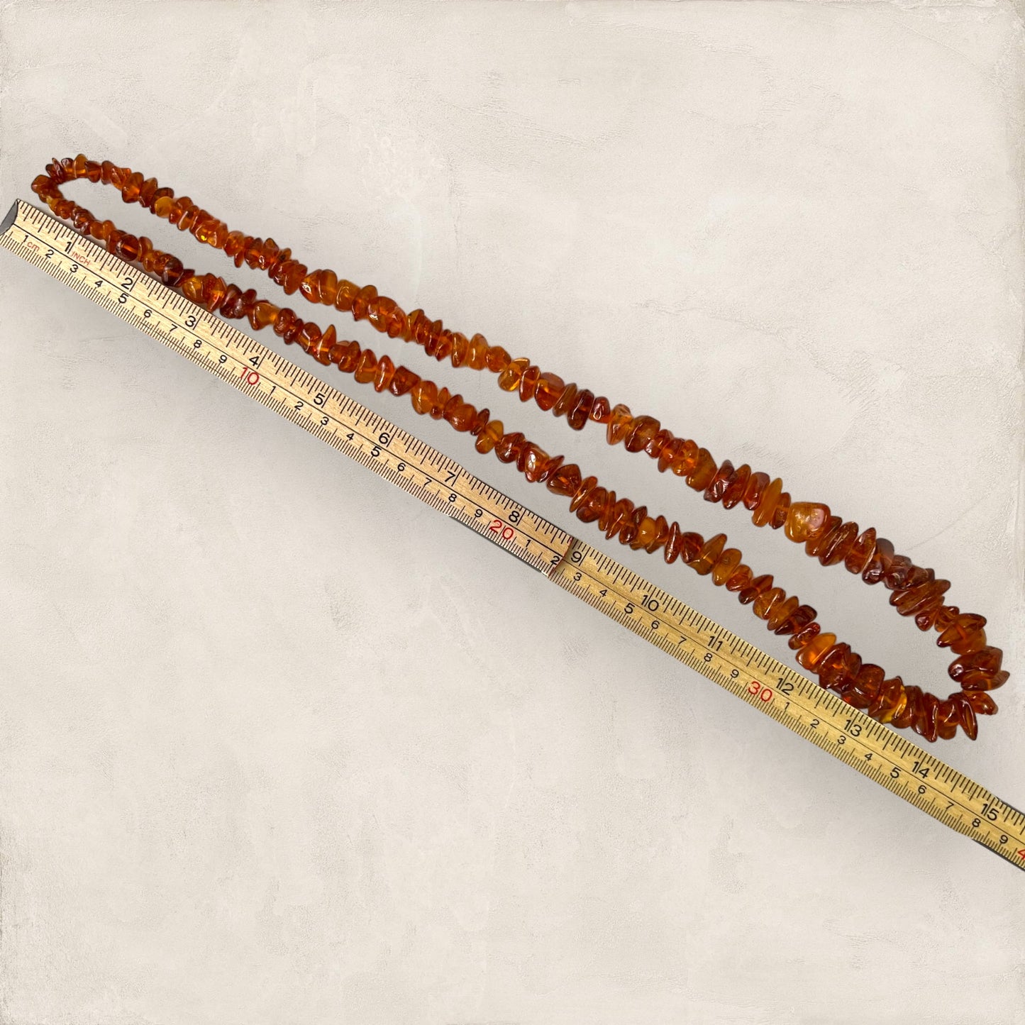 Amber Vintage Long Chip Bead Necklace