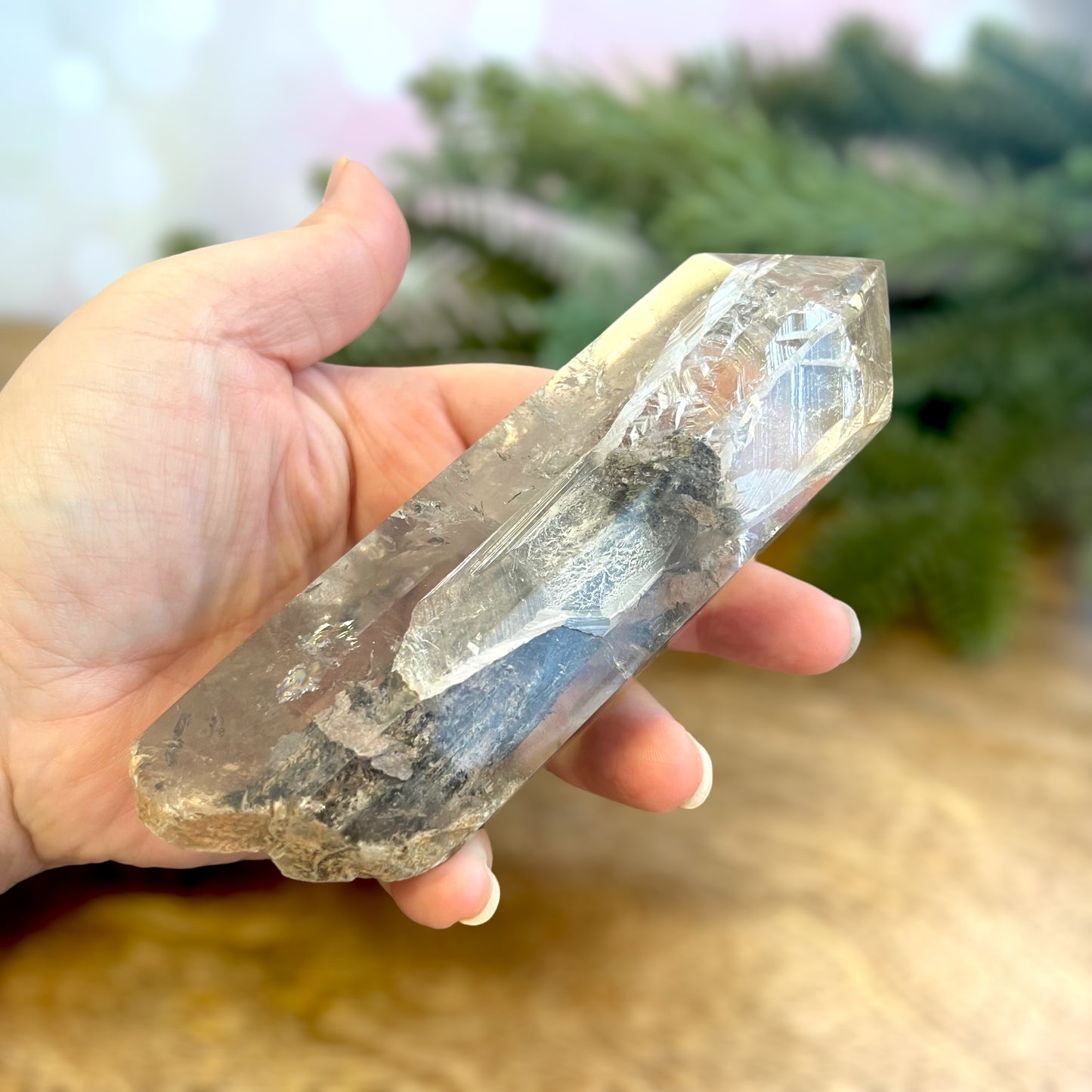 Garden Quartz Lodolite Large Point Crystal Tower with Imprints