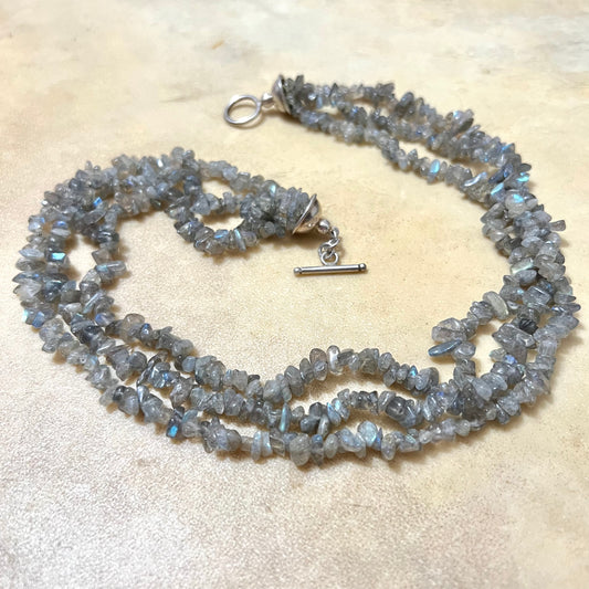 Ultra Flashy Labradorite Chip Bead Necklace