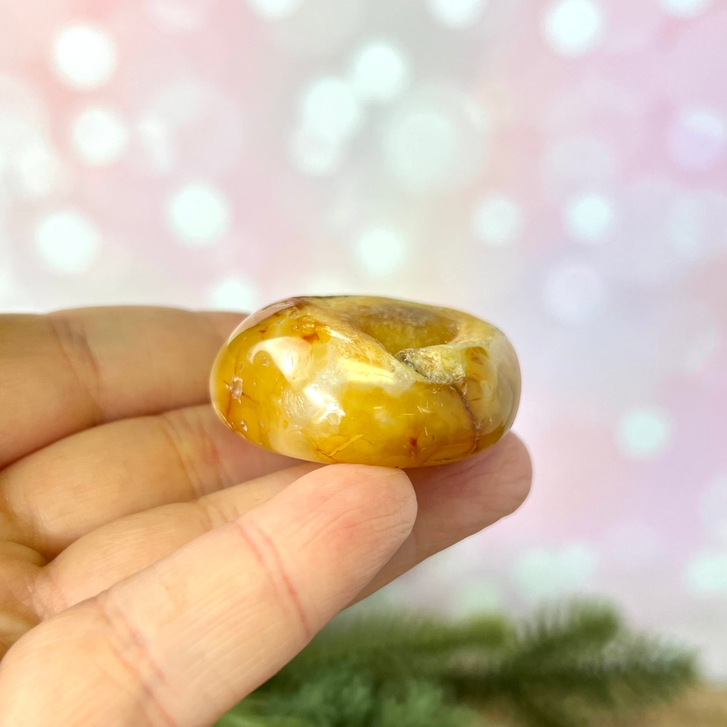 Carnelian with Druzy Palm Stone