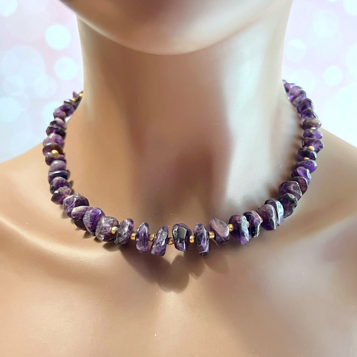 Amethyst Vintage Chip Beaded Necklace