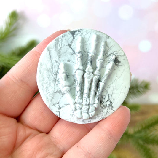 Magnesite Skeleton Hand Carved Crystal Cabochon