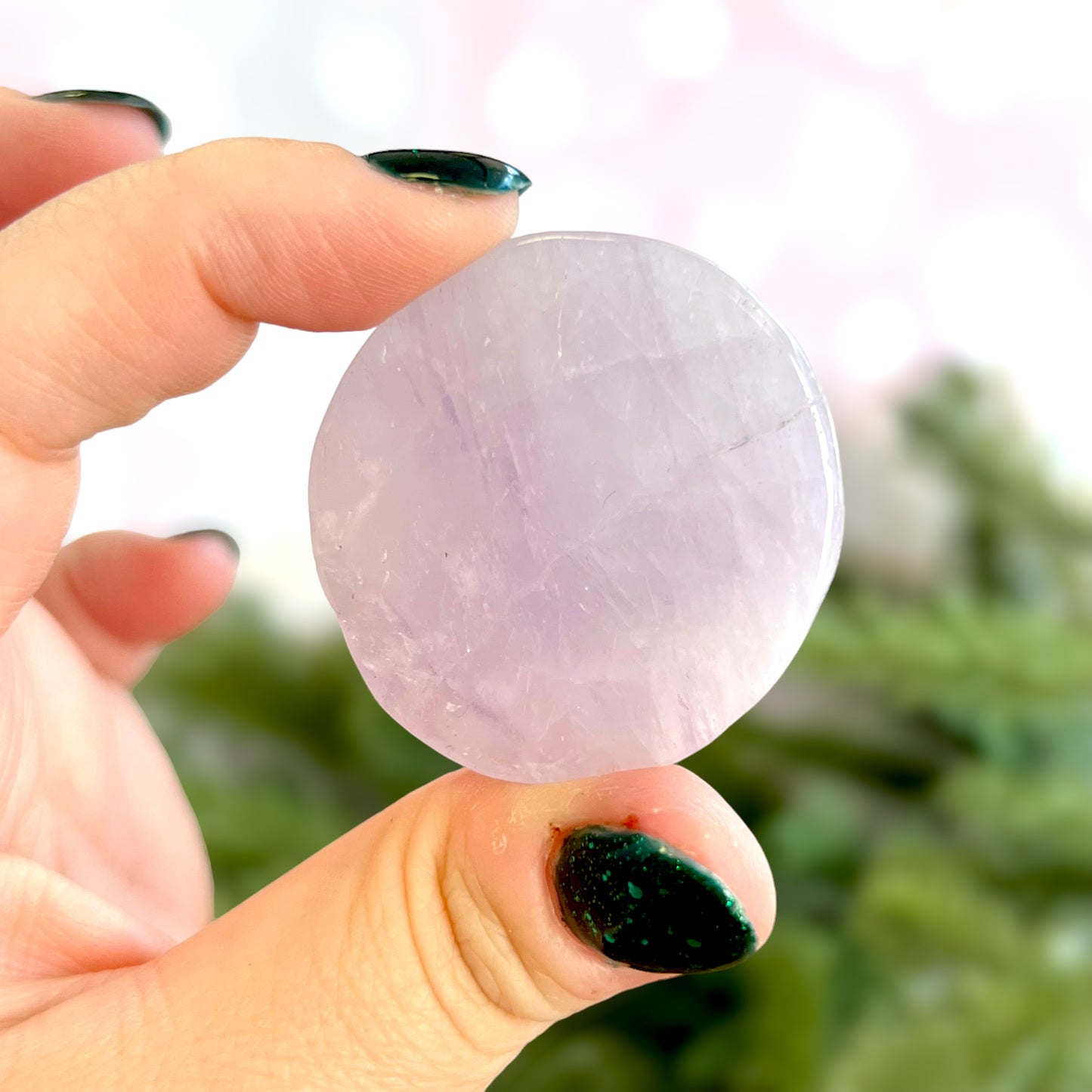 Purple Fluorite Wolf & Full Moon Carved Crystal Cabochon