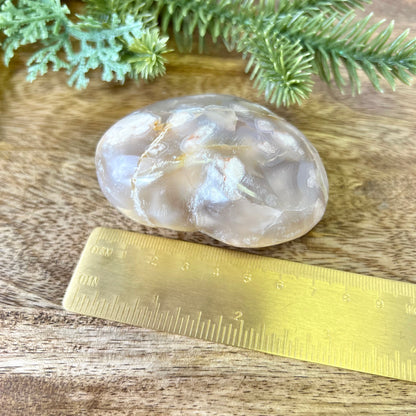 Flower Agate Carved Crystal Heart