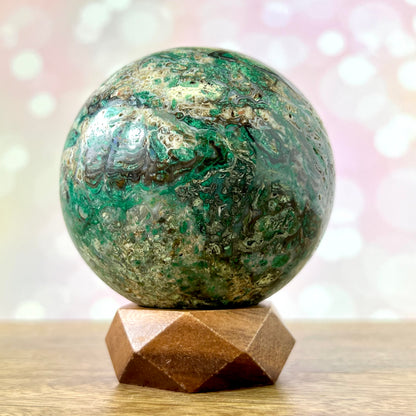 Malachite & Chrysocolla in Druzy Agate 80mm Sphere