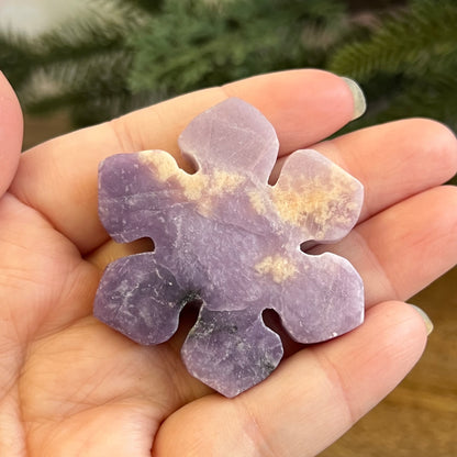 Snowflake Lepidolite in Pink Opal Crystal Carved Cabochon