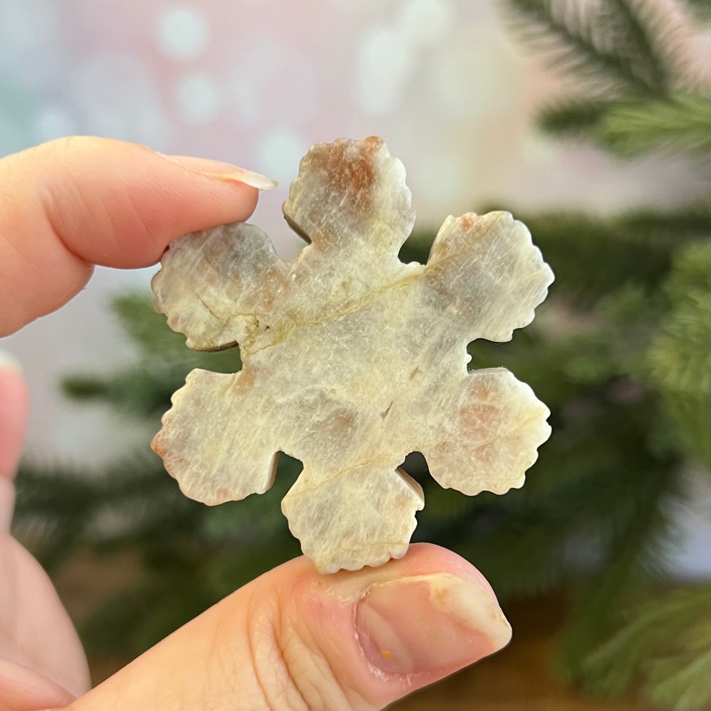 Snowflake Belomorite Crystal Carved Cabochon