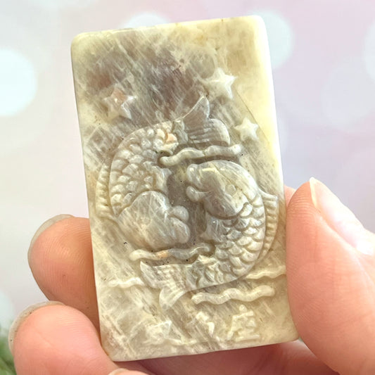 Belomorite Pisces Carved Crystal Cabochon