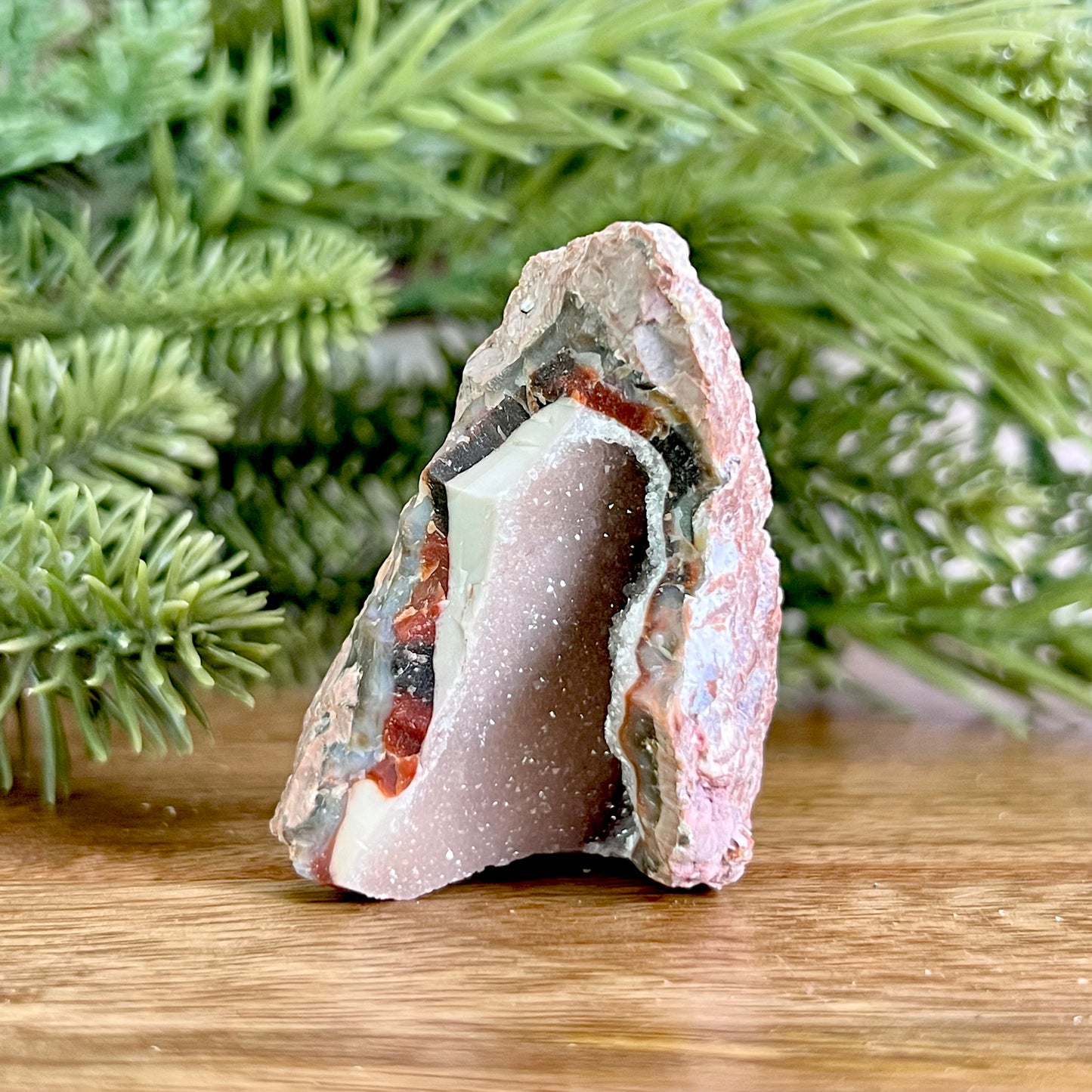 Red Quartz & Agate Geode Crystal Piece