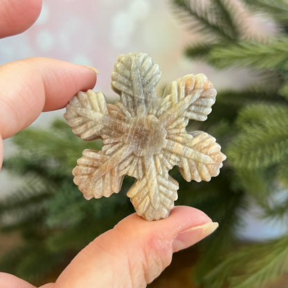 Snowflake Belomorite Crystal Carved Cabochon