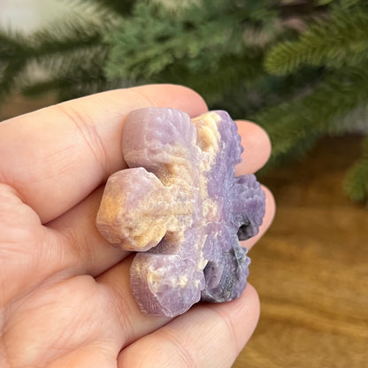 Snowflake Lepidolite in Pink Opal Crystal Carved Cabochon