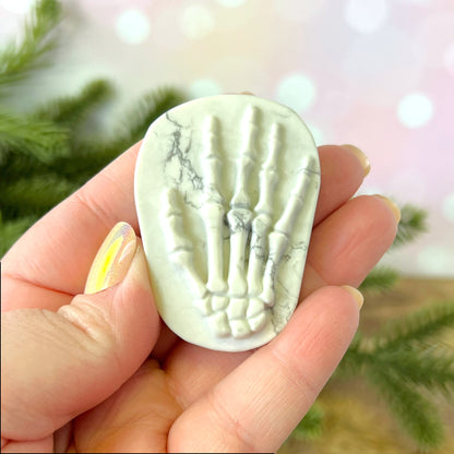 Magnesite Skeleton Hand Carved Crystal Cabochon