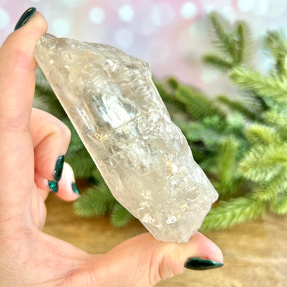 Clear Quartz Point with Etchings & Rainbow