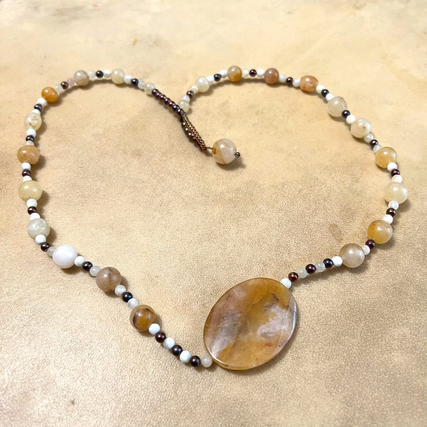 Golden Healer Quartz Vintage Beaded Necklace