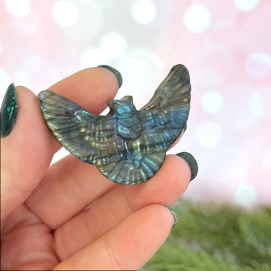 Labradorite Owl Carved Crystal Cabochon