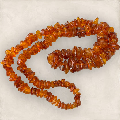 Amber Vintage Long Chip Bead Necklace