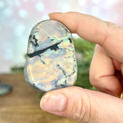 Labradorite Meditating Buddha Carved Stone Cabochon