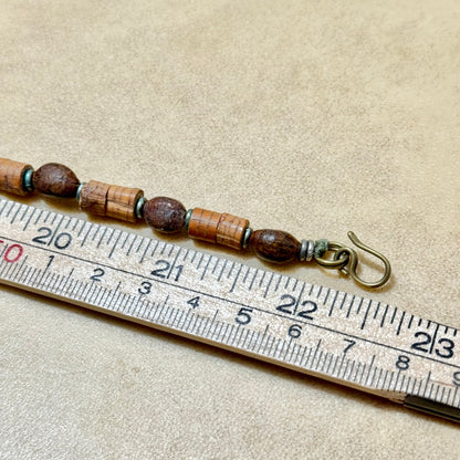 Vintage Tea Stained Bovine Bone Beaded Fan Necklace