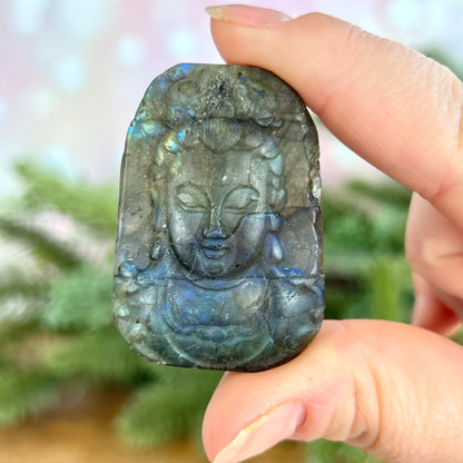 Buddha Face Labradorite Carved Stone Cabochon