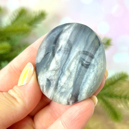 Fluorite Sun & Moon Face Carved Crystal Cabochon