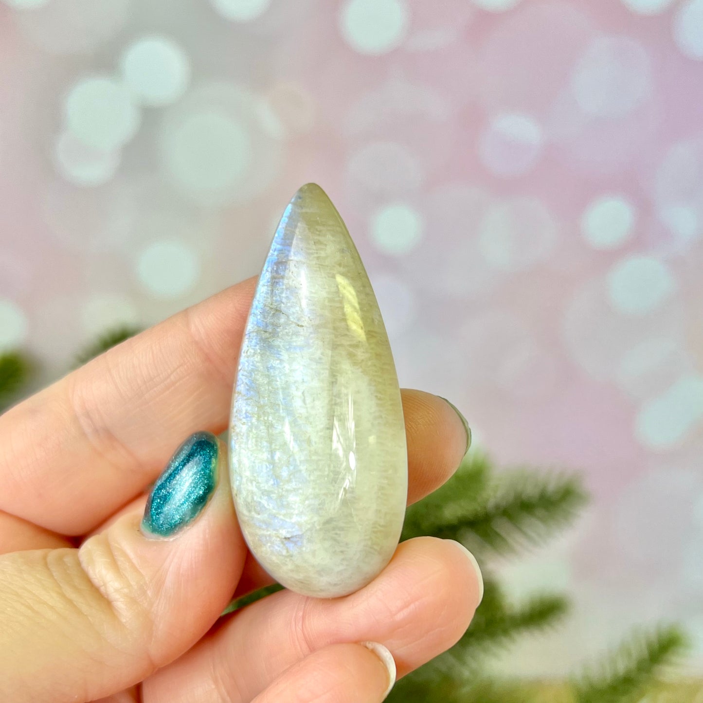 Rainbow Moonstone Crystal Teardrop Cabochon