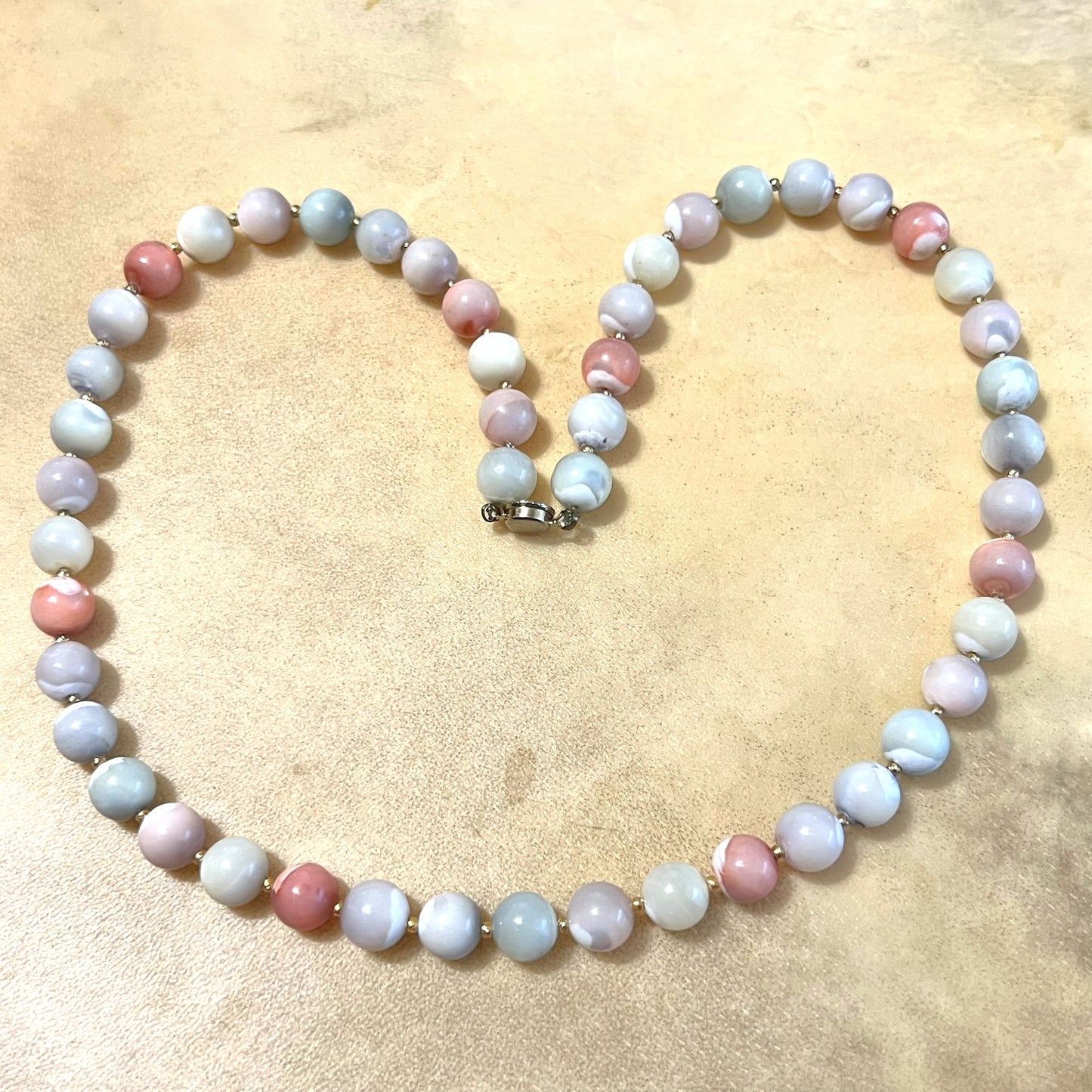 Pink & White Mother of Pearl Vintage Beaded Necklace