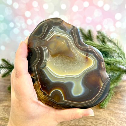 Agate Half Nodule Crystal Statement Piece