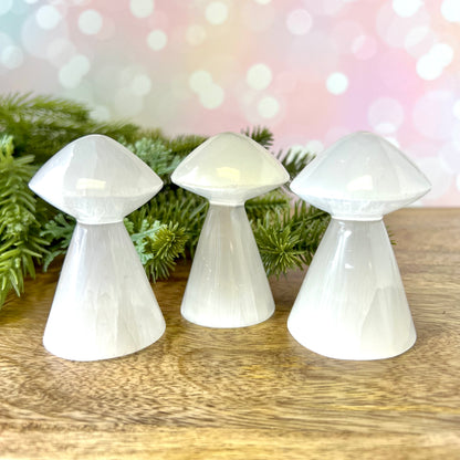 Satin Spar Selenite Mushroom Crystal Carving