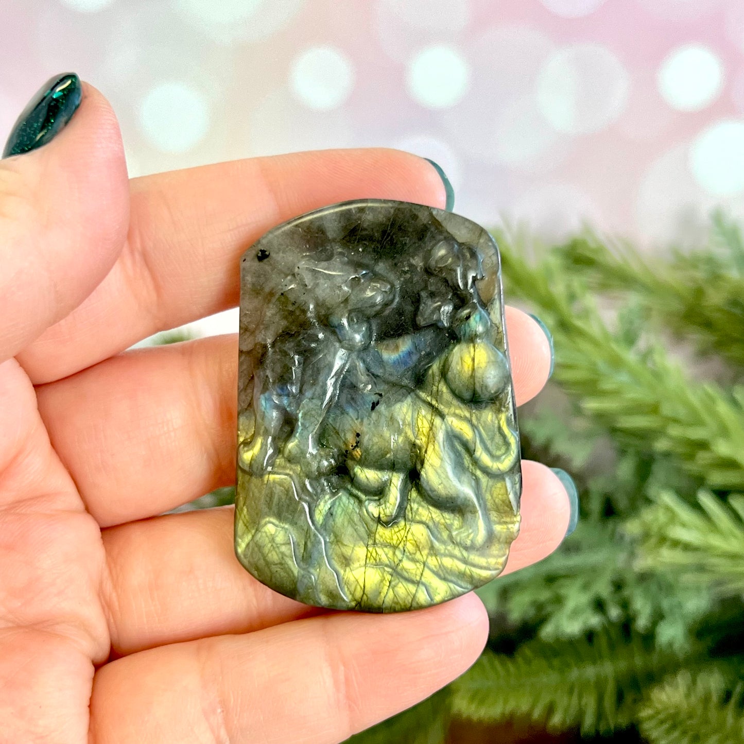 Labradorite Tiger Carved Crystal Cabochon