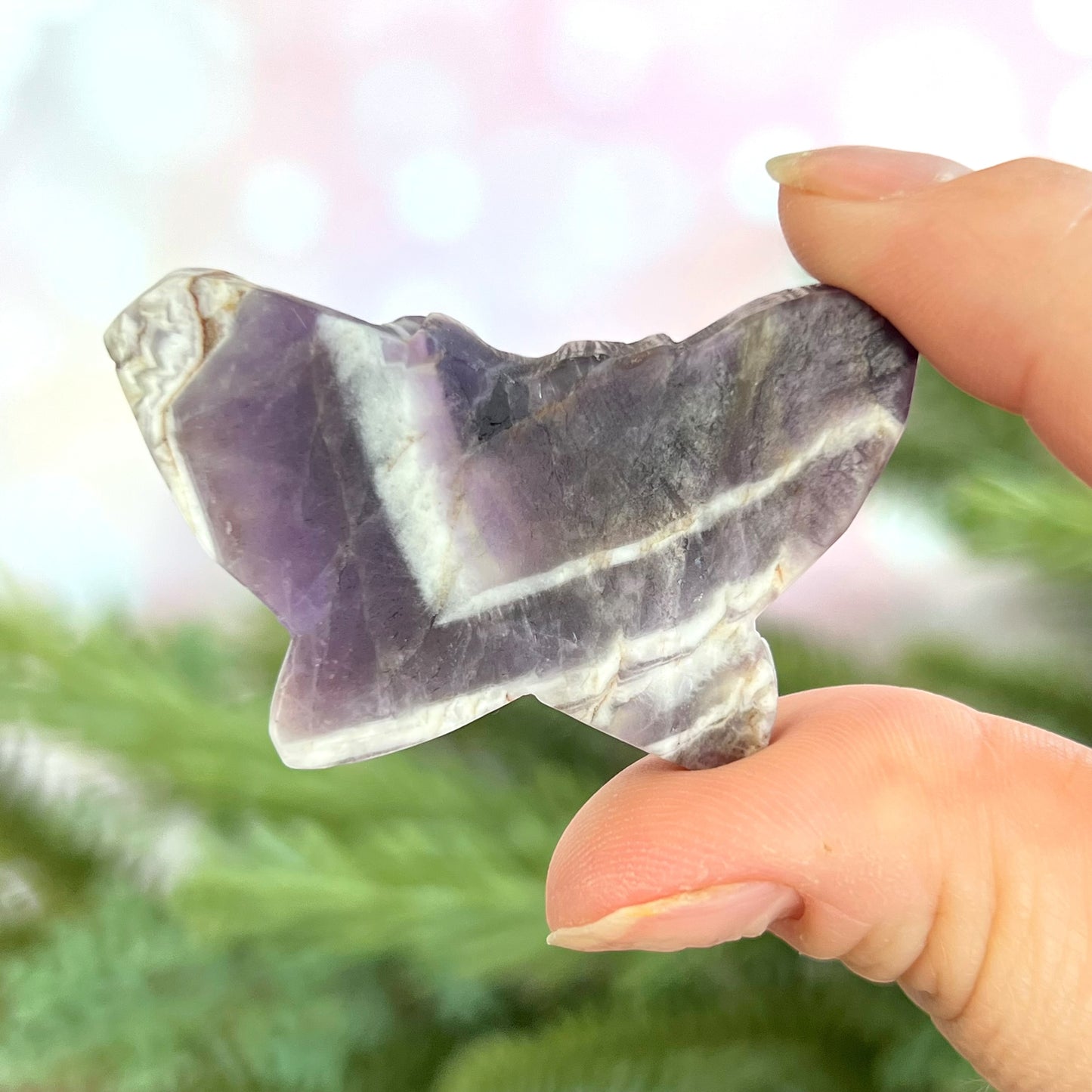 Amethyst Butterly Carved Crystal Cabochon