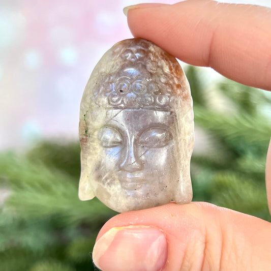 Buddha Face Belomorite Carved Stone Cabochon