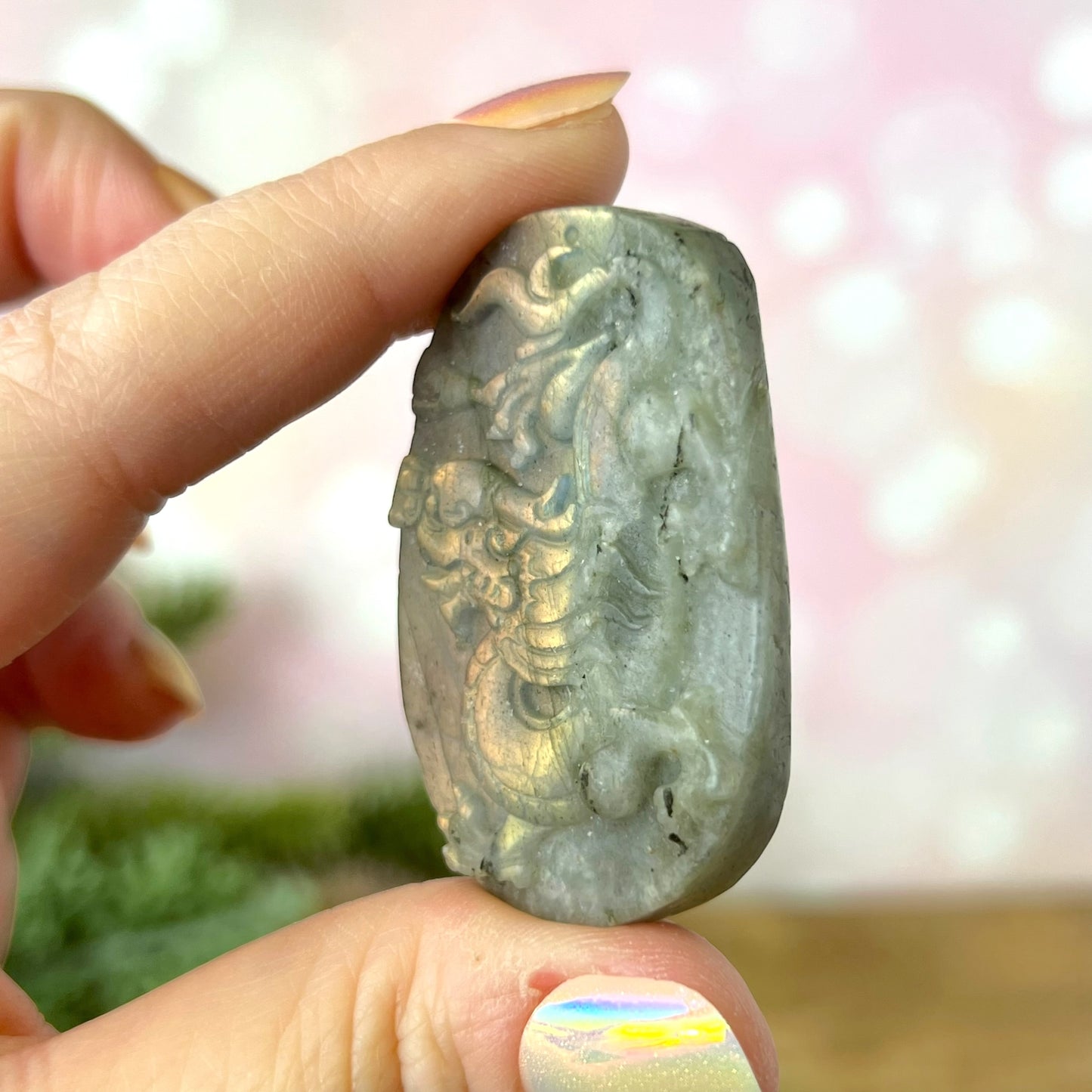 Labradorite Dragon Carved Crystal Cabochon