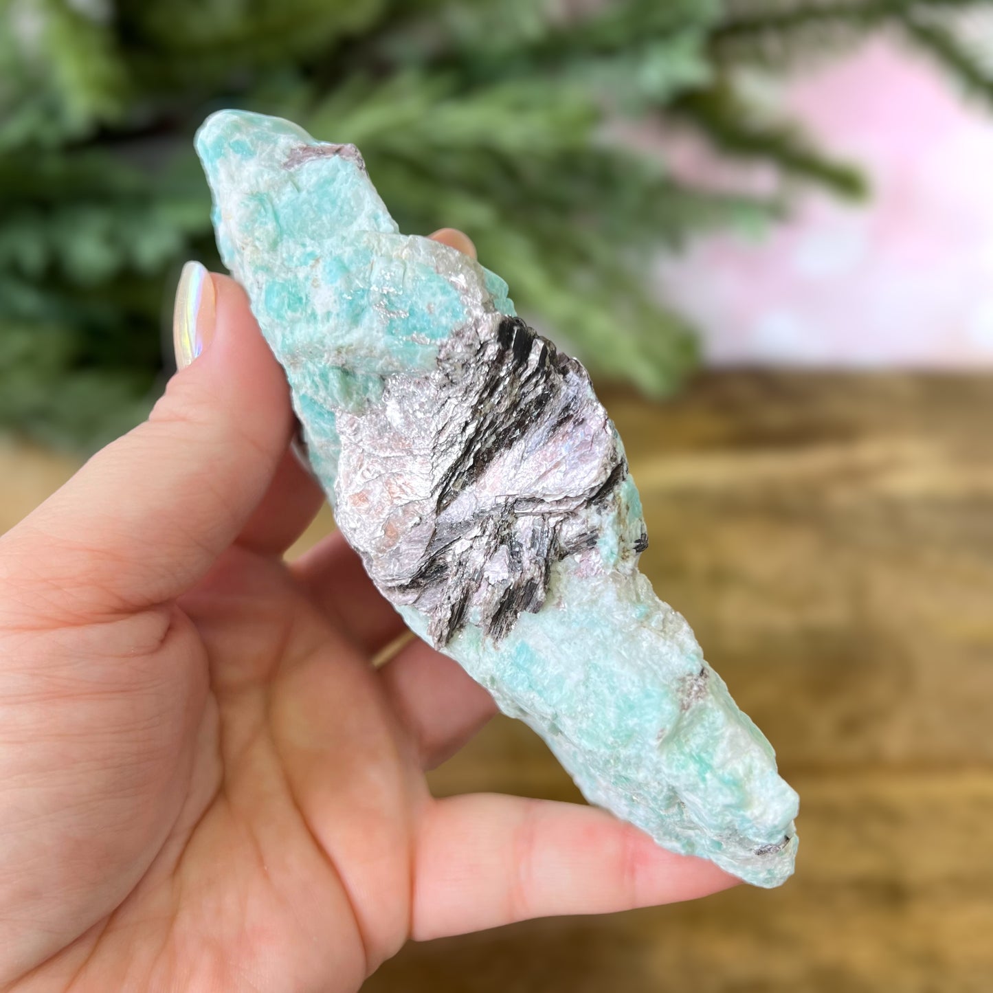 Amazonite with Black Mica Natural Raw Crystal