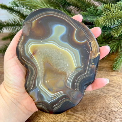 Agate Half Nodule Crystal Statement Piece