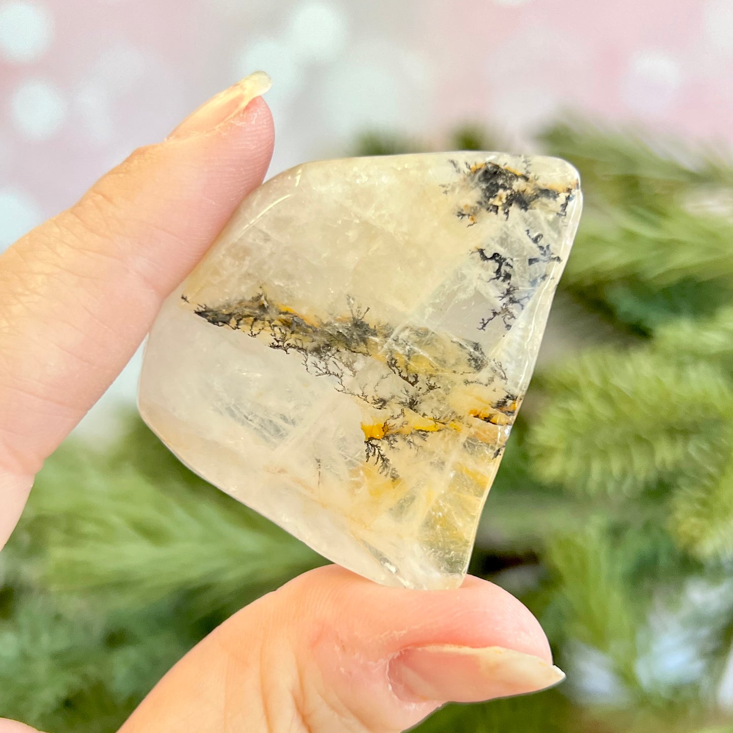 Golden Healer Quartz Tumble with Dendritic Inclusions