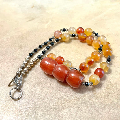 Carnelian Handmade Barrel Beaded Crystal Gemstone Necklace