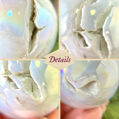 Angel Aura Quartz 50mm Druzy Crystal Sphere