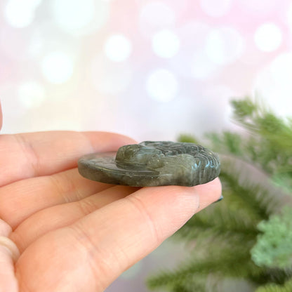 Labradorite Wolf Carved Crystal Cabochon