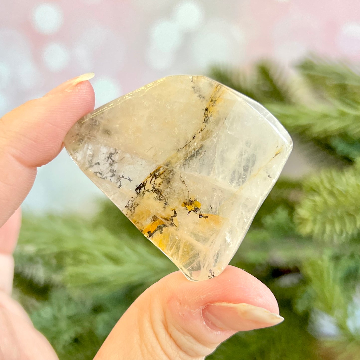 Golden Healer Quartz Tumble with Dendritic Inclusions