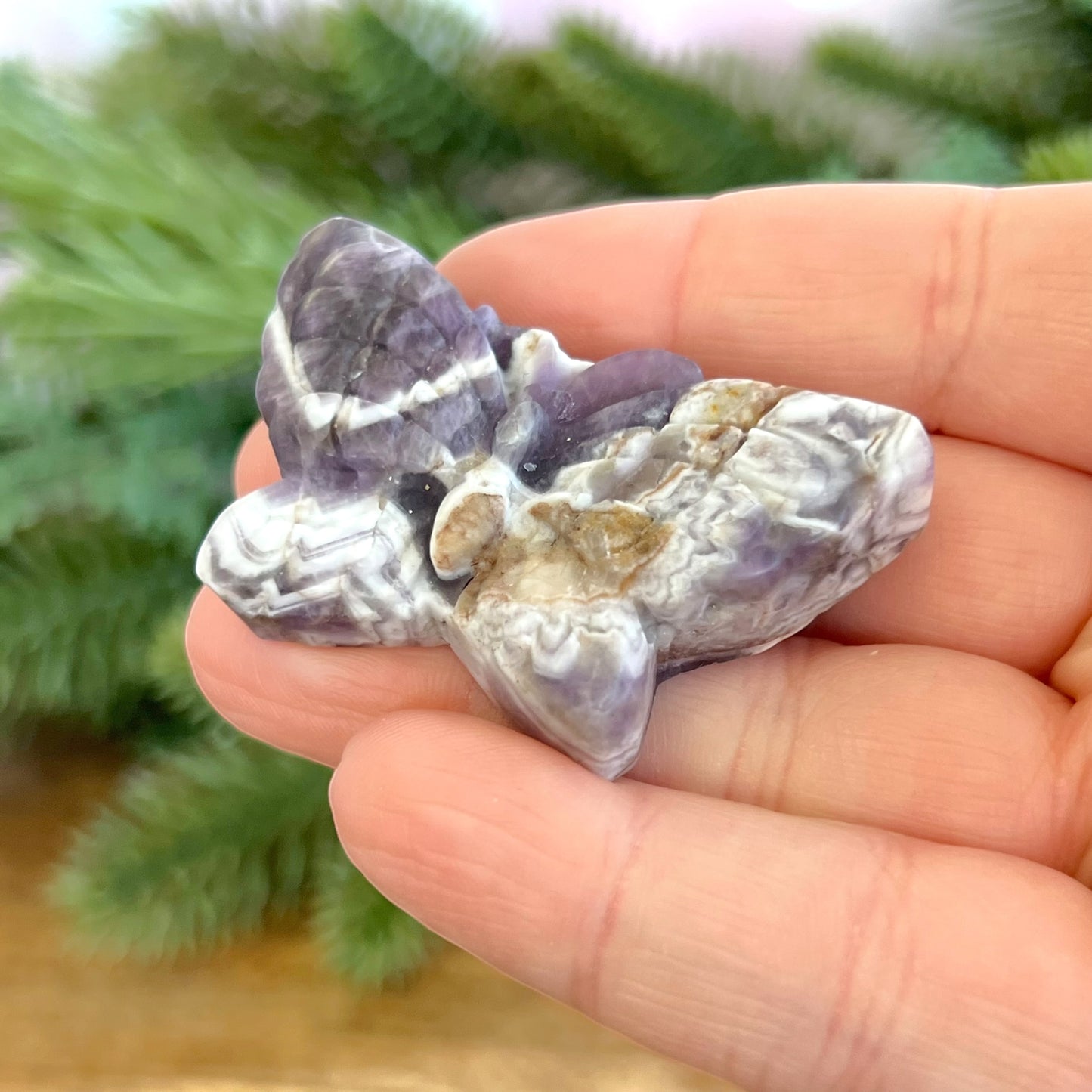 Amethyst Butterly Carved Crystal Cabochon