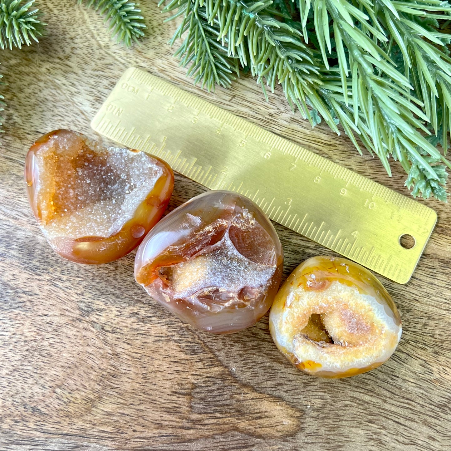 Carnelian with Druzy Palm Stone