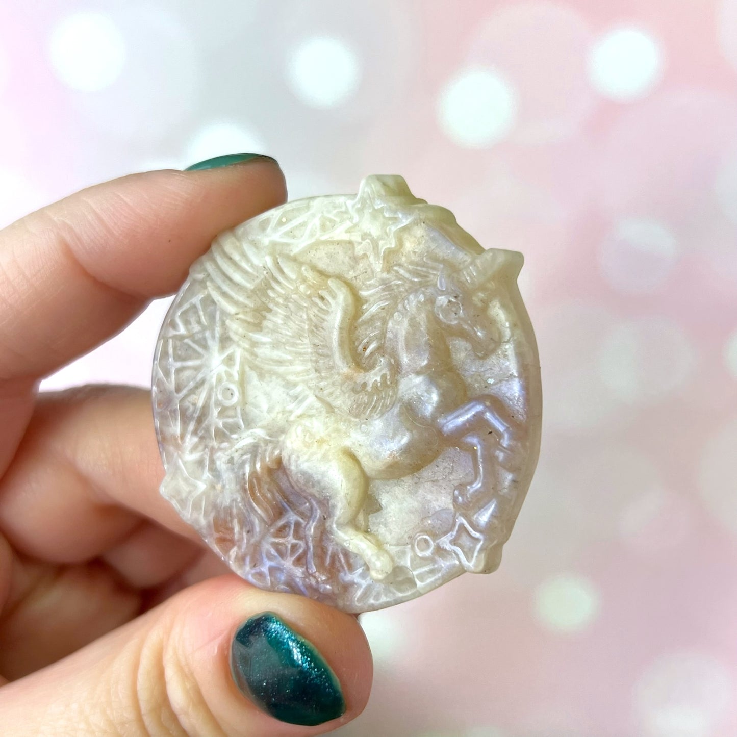 Belomorite Alicorn Carved Crystal Cabochon