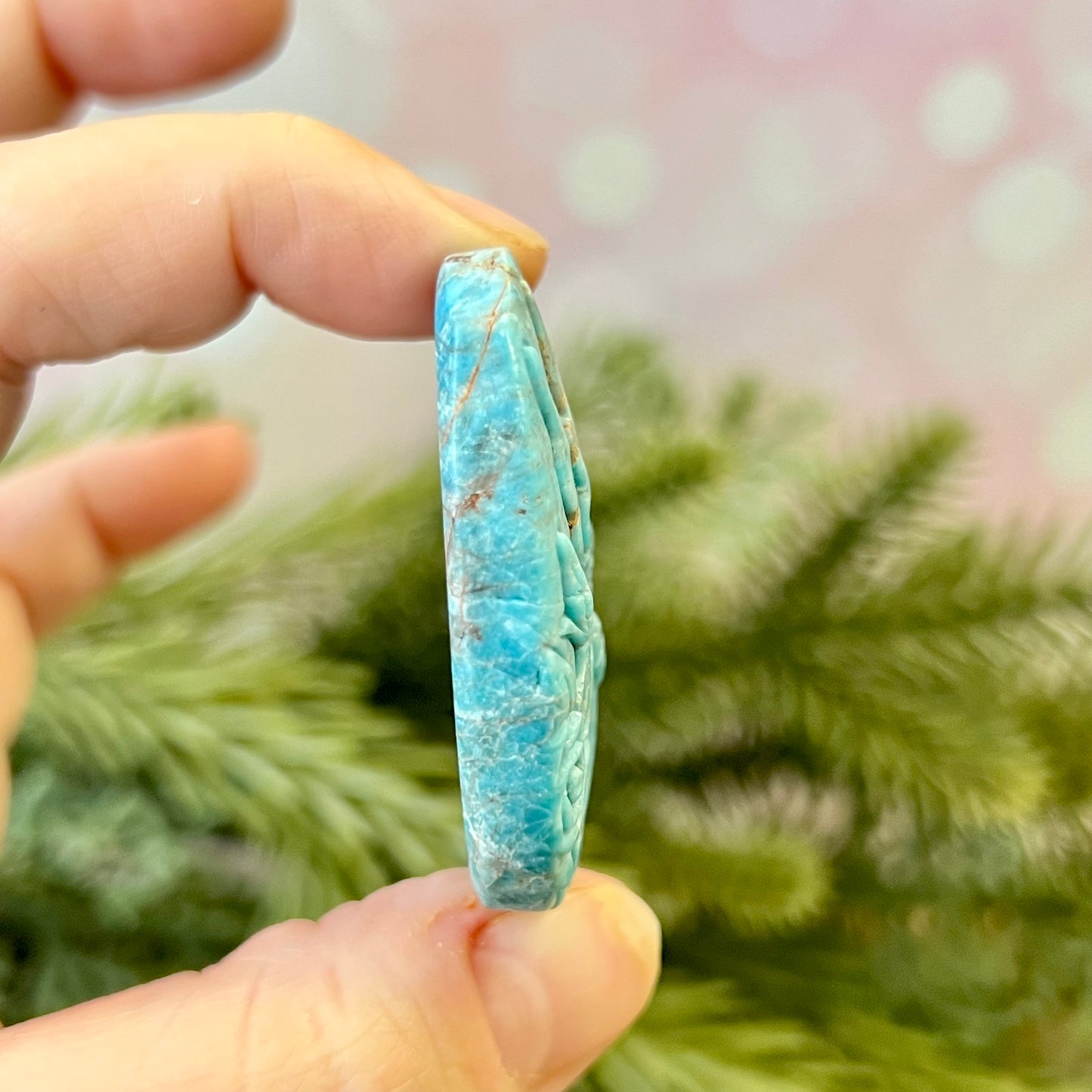 Blue Apatite Fairy Carved Crystal Cabochon