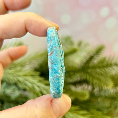 Blue Apatite Fairy Carved Crystal Cabochon